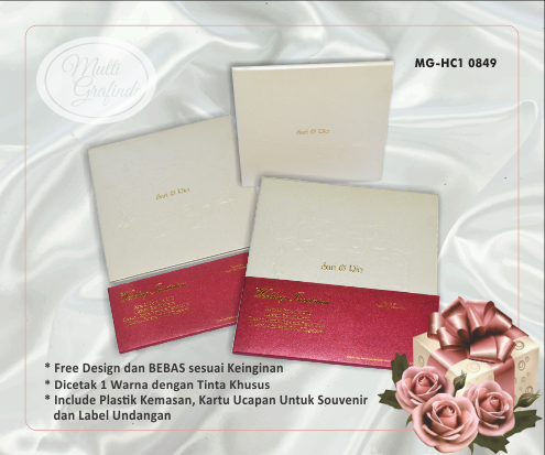 Cetak Undangan Hardcover Satu Warna 16x16 cm
